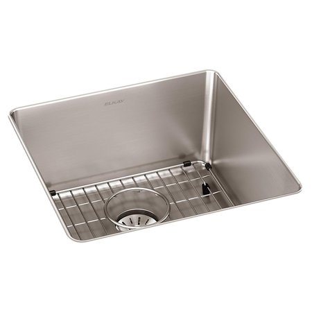 ELKAY Lustertone Iconix 16Ga Ss 18.5X18.5X9 Sgl Undermt Sink Kit W Perfect Drain ELUHH1616TPDBG